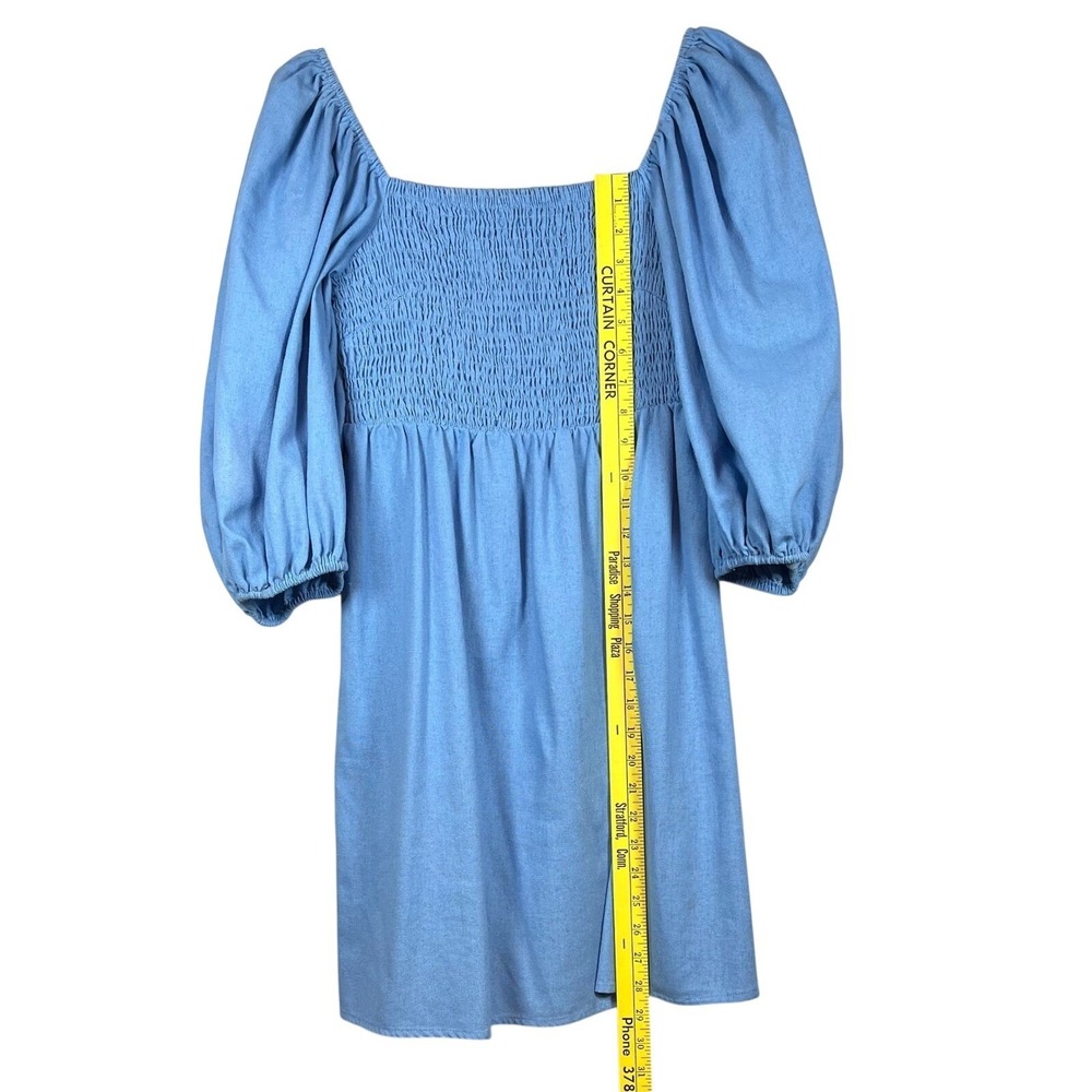 TUCKERNUCK Annie Smocked Mini Dress, Light Blue, Size Medium - Picture 4 of 8
